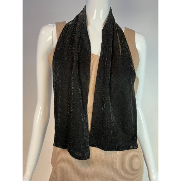Elegant Black and Silver Shimmering Scarf - Picture 2 of 7